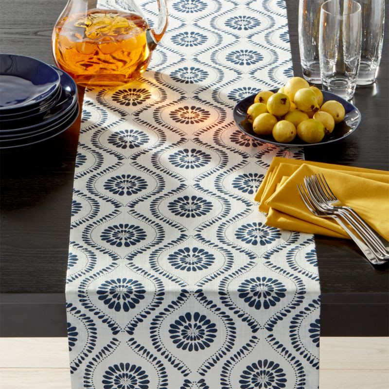 Kiran Indigo 90" Table Runner | Crate & Barrel