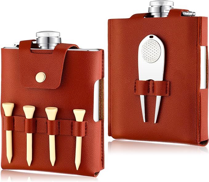 Remerry Golf Flask Gift Set 7 oz Stainless Steel Golf Flask with Leather Case Golf Accessories fo... | Amazon (US)