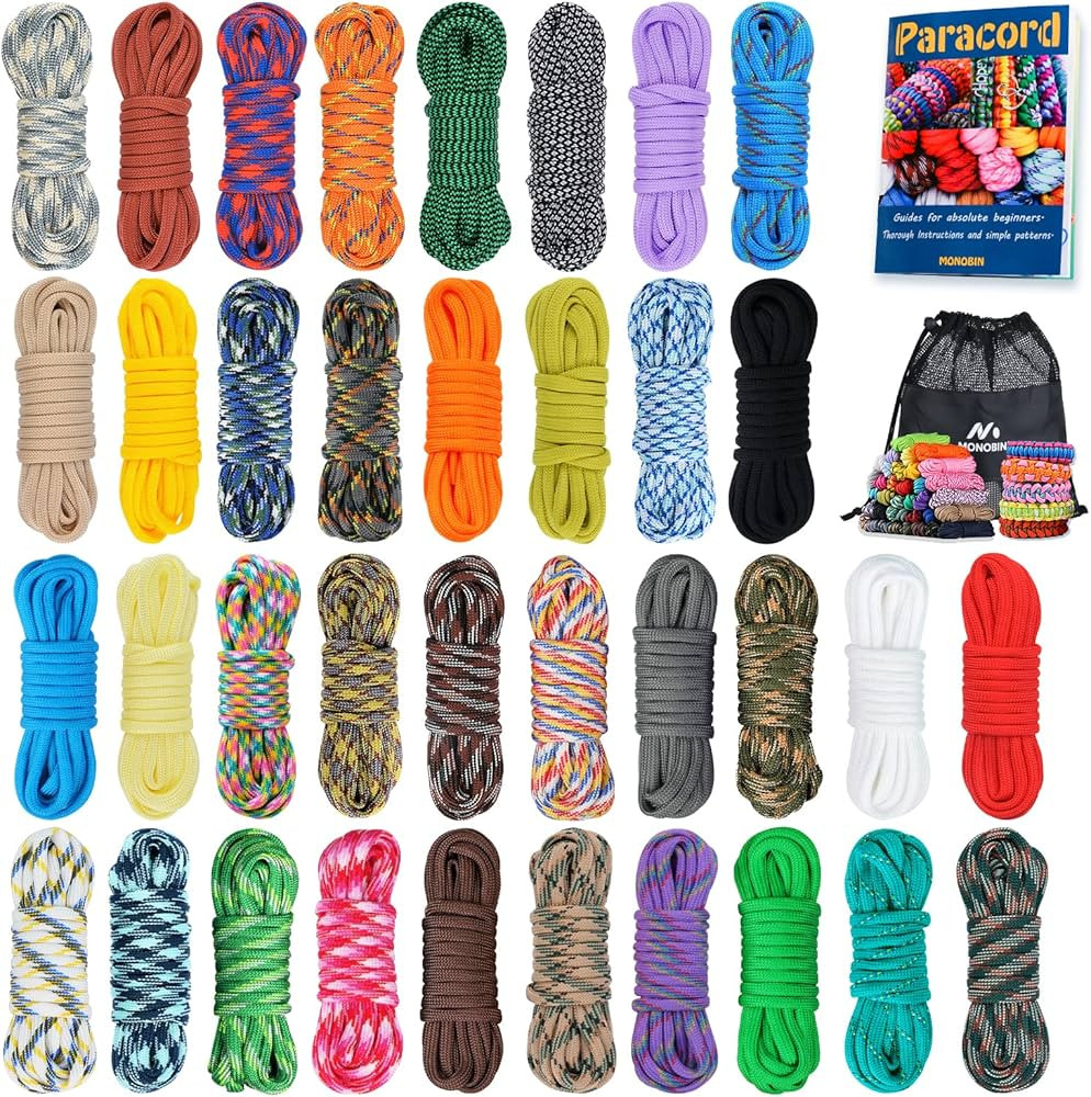 MONOBIN 36 Colors 10ft Paracord 550 Combo kit, Paracord Bracelets Making kit - Multifunction Para... | Amazon (US)