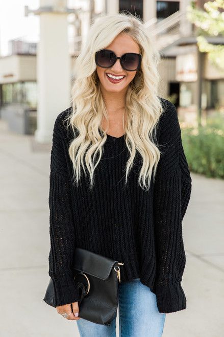 Have You Near Black Sweater DOORBUSTER | The Pink Lily Boutique