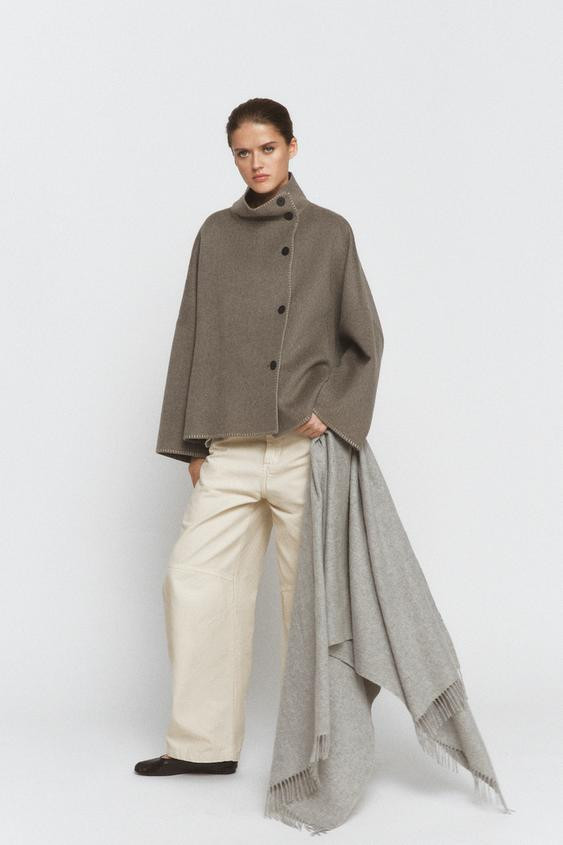 ZW COLLECTION WOOL BLEND TOPSTITCHED JACKET | Zara UK
