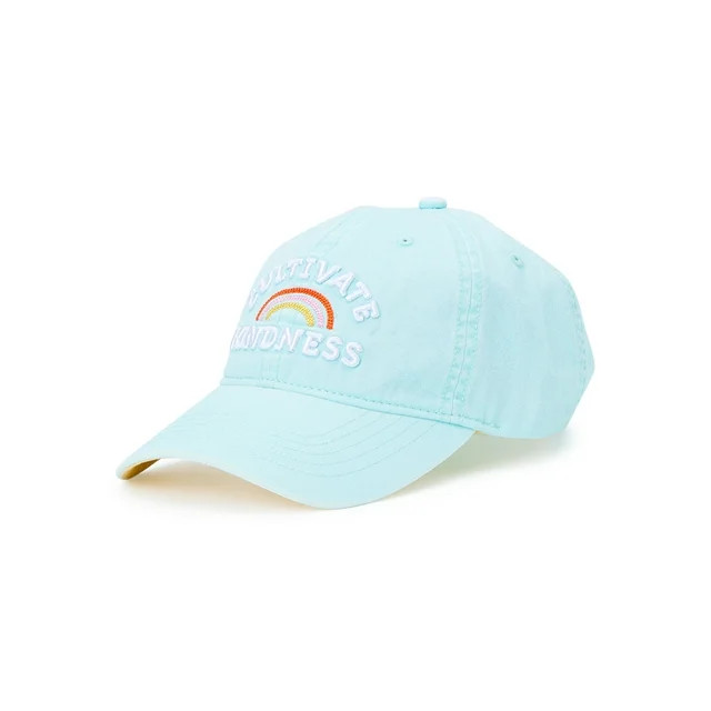 Time and Tru Women's Mint Embrodiered Cultivate Kindness Washed Cotton Twill Baseball Hat Classic... | Walmart (US)
