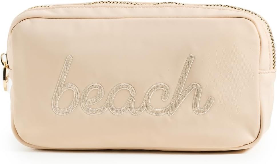 Stoney Clover Lane Women's Sand "Beach" Embroidered Small Pouch, Sand, Tan, One Size | Amazon (US)