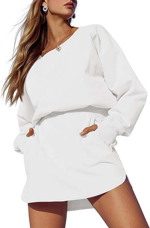 Fisoew Womens Long Sleeve Athletic Dress Backless Keyhole Built-in Shorts Oversized Workout Activ... | Amazon (US)