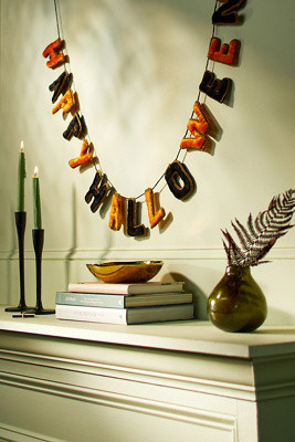 Happy Halloween Velvet Garland in Orange at Terrain | Terrain