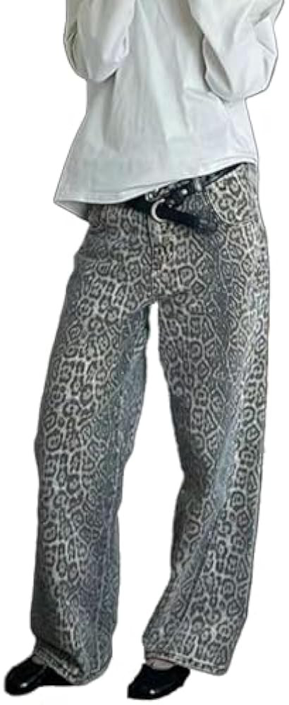Leopard Print Jeans for Women Men Leopard Print Cargo Pants Y2k Aesthetic Pants Baggy Jeans Wide ... | Amazon (US)