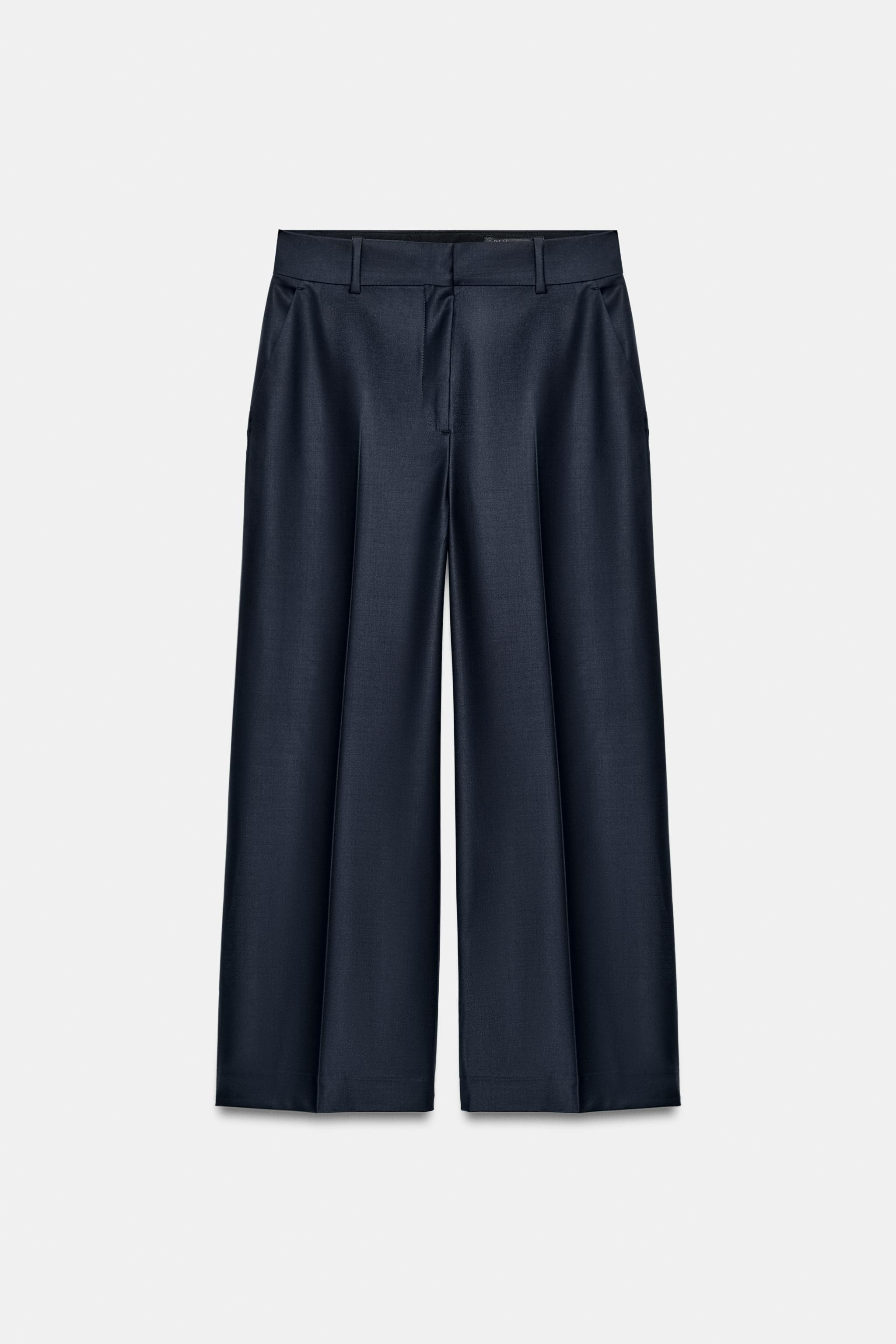 ZW COLLECTION WOOL BLEND PRESSED CREASE TROUSERS | Zara UK