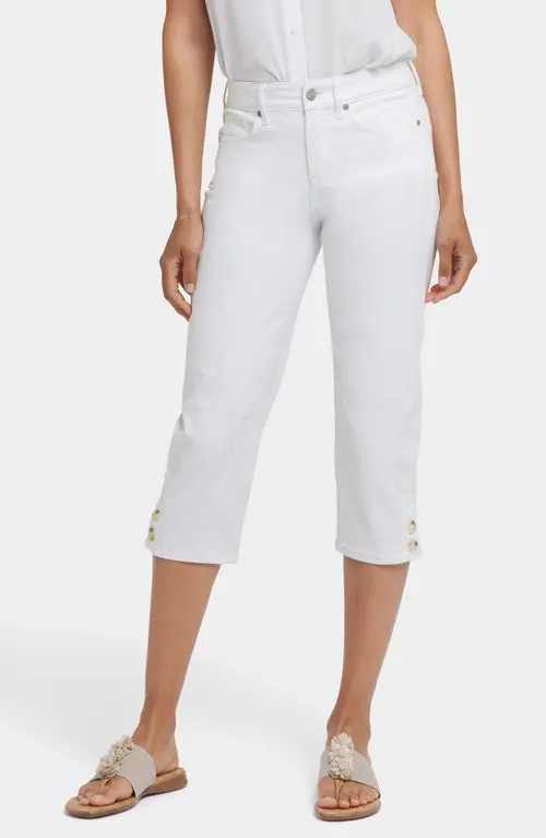 NYDJ Marilyn Button Hem Straight Leg Capri Jeans in Optic White at Nordstrom, Size 4 | Nordstrom