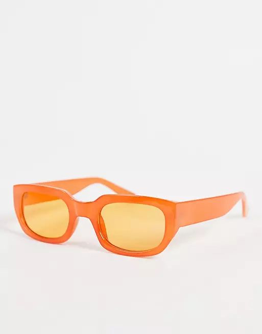 Madein. classic square sunglasses in peach and brown lens | ASOS (Global)