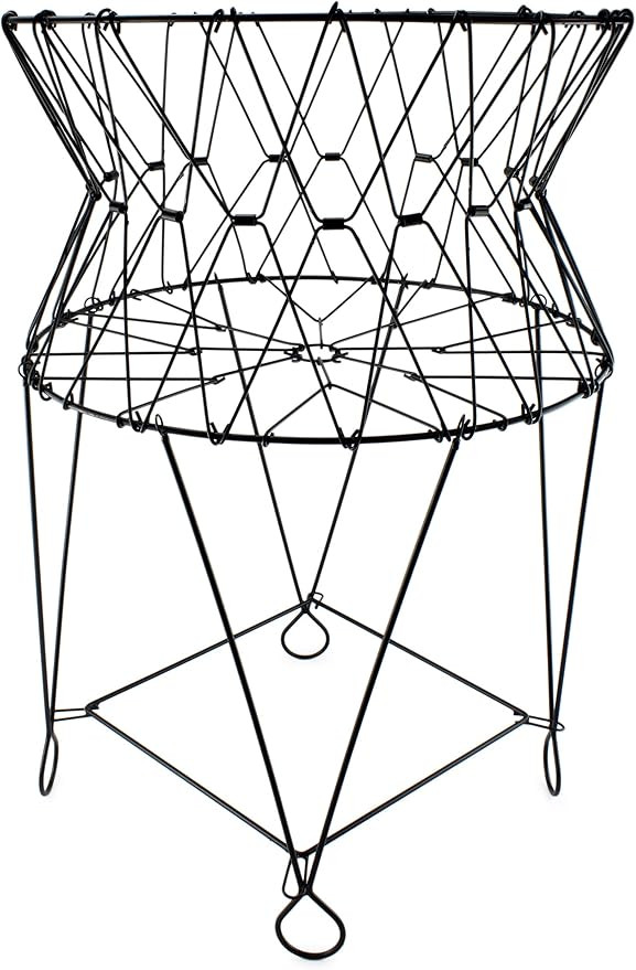 AuldHome Vintage Laundry Basket (Black), French Country DECORATIVE Wire Folding Laundry Hamper | Amazon (US)