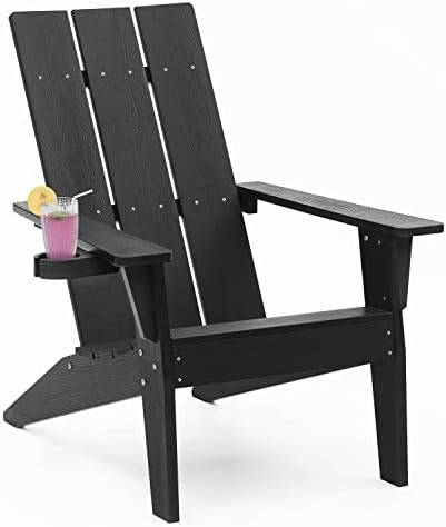 Modern Adirondack Chair Wood Texture, Poly Lumber Patio Chairs, Pre-Assembled Weather Resistant O... | Amazon (US)