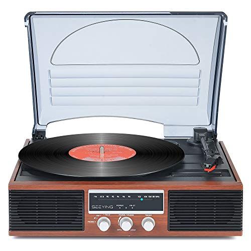 Record Player Bluetooth Turntable with Stereo Speakers Portable Belt-Driven 3-Speed LP Vinyl Record  | Amazon (US)