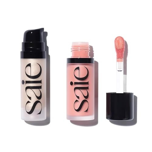 Saie Mini Glowy Super Gel Lightweight llluminator & Makeup Primer - Starglow (0.5 oz) + Dew Blush - Lightweight Liquid Blush with a Blendable + Buildable Cream Finish - Rosy (.40 oz) | Amazon (US)