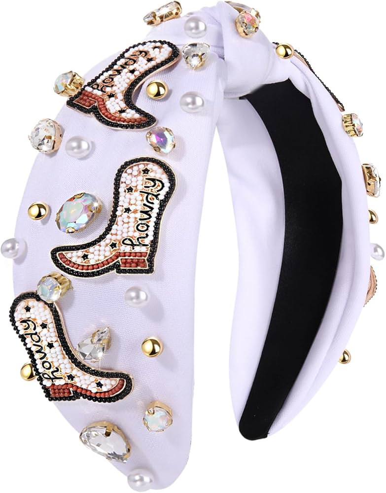 Western Cowgirl Headband Accessories for Women Beaded Cowboy Boot Embellished Headband Rhinestone... | Amazon (US)