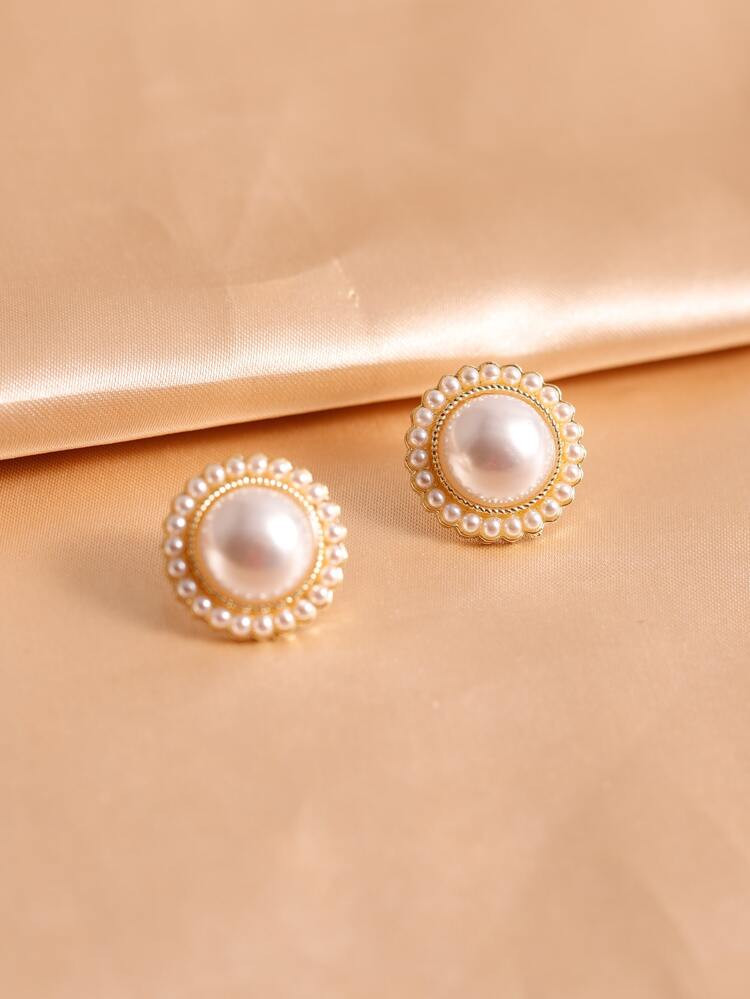 Faux Pearl Decor Stud Earrings | SHEIN