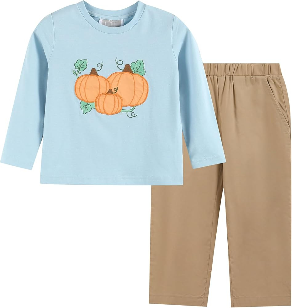 Lil cactus Boys Halloween Smocked or Applique Shirt and Pants Set | Amazon (US)