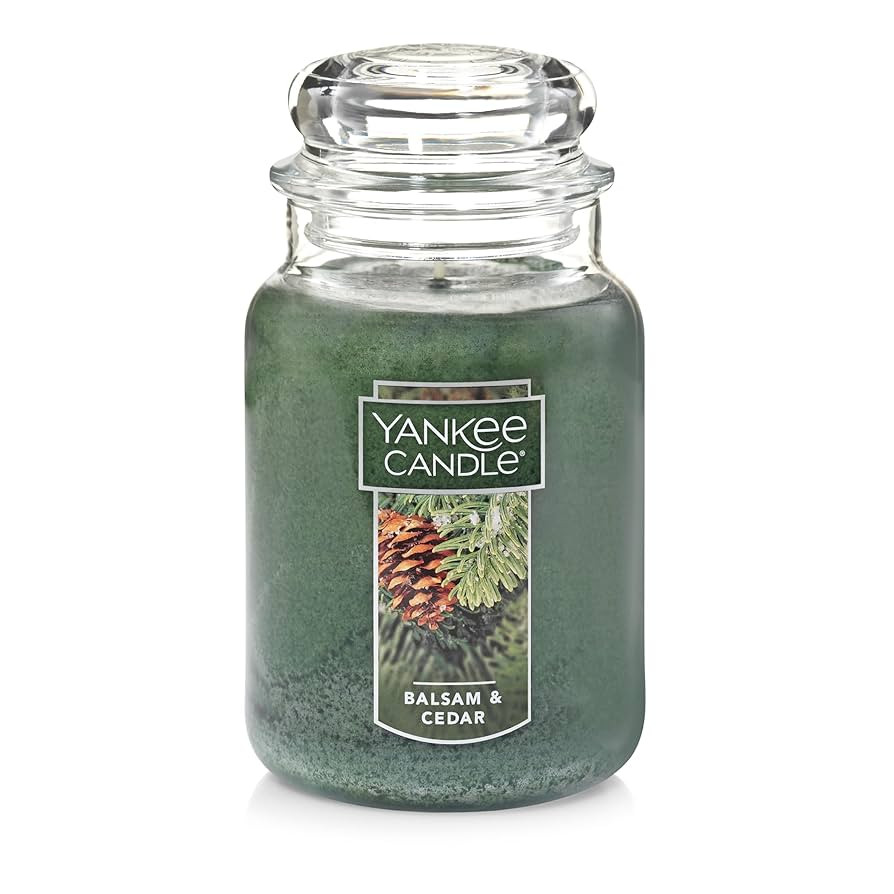 Yankee Candle Balsam & Cedar Scented, Classic 22oz Large Jar Single Wick Candle, Over 110 Hours o... | Amazon (US)
