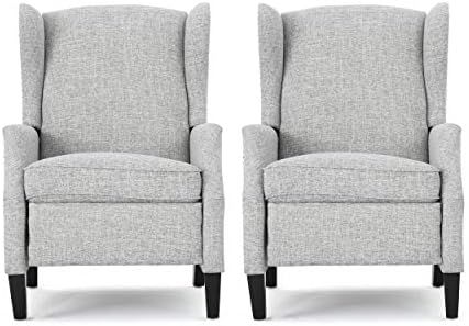 Christopher Knight Home Ellyn Fabric Recliner (Set of 2), Light Gray Tweed, Dark Brown | Amazon (US)