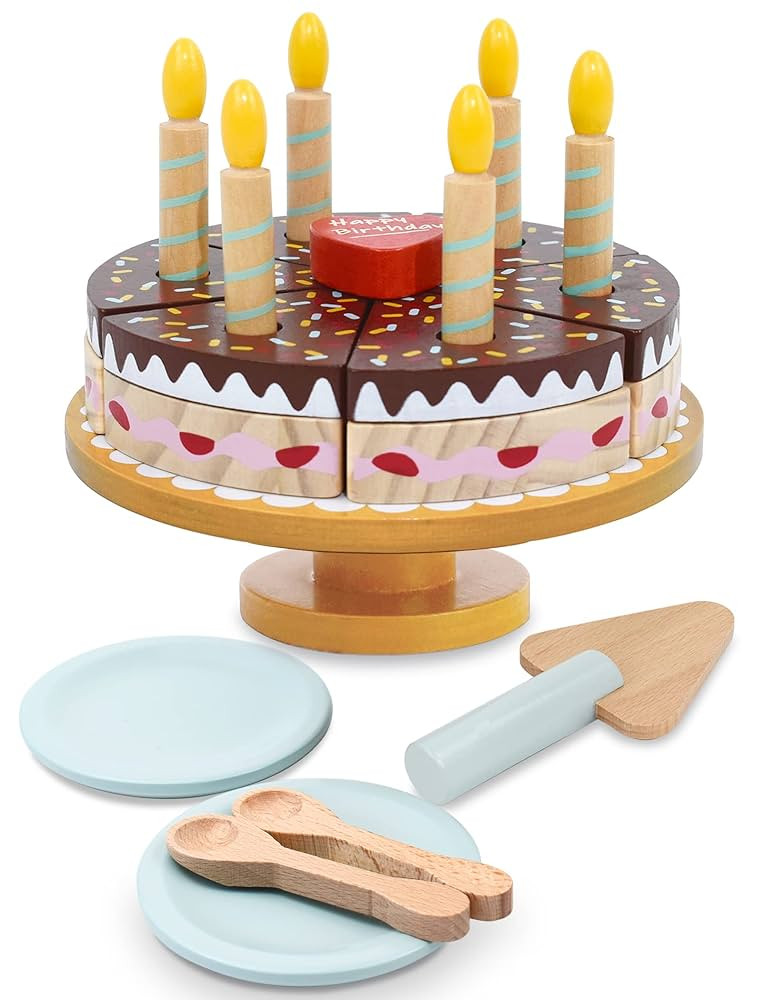 PairPear Birthday Party Cake Playset for Kids,Wooden Toys Play Food | Amazon (US)