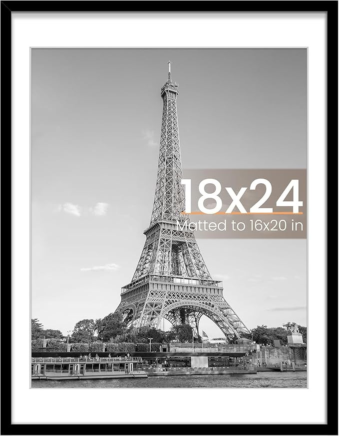 upsimples 18x24 Picture Frame, Display Pictures 16x20 with Mat or 18x24 Without Mat, Wall Hanging... | Amazon (US)