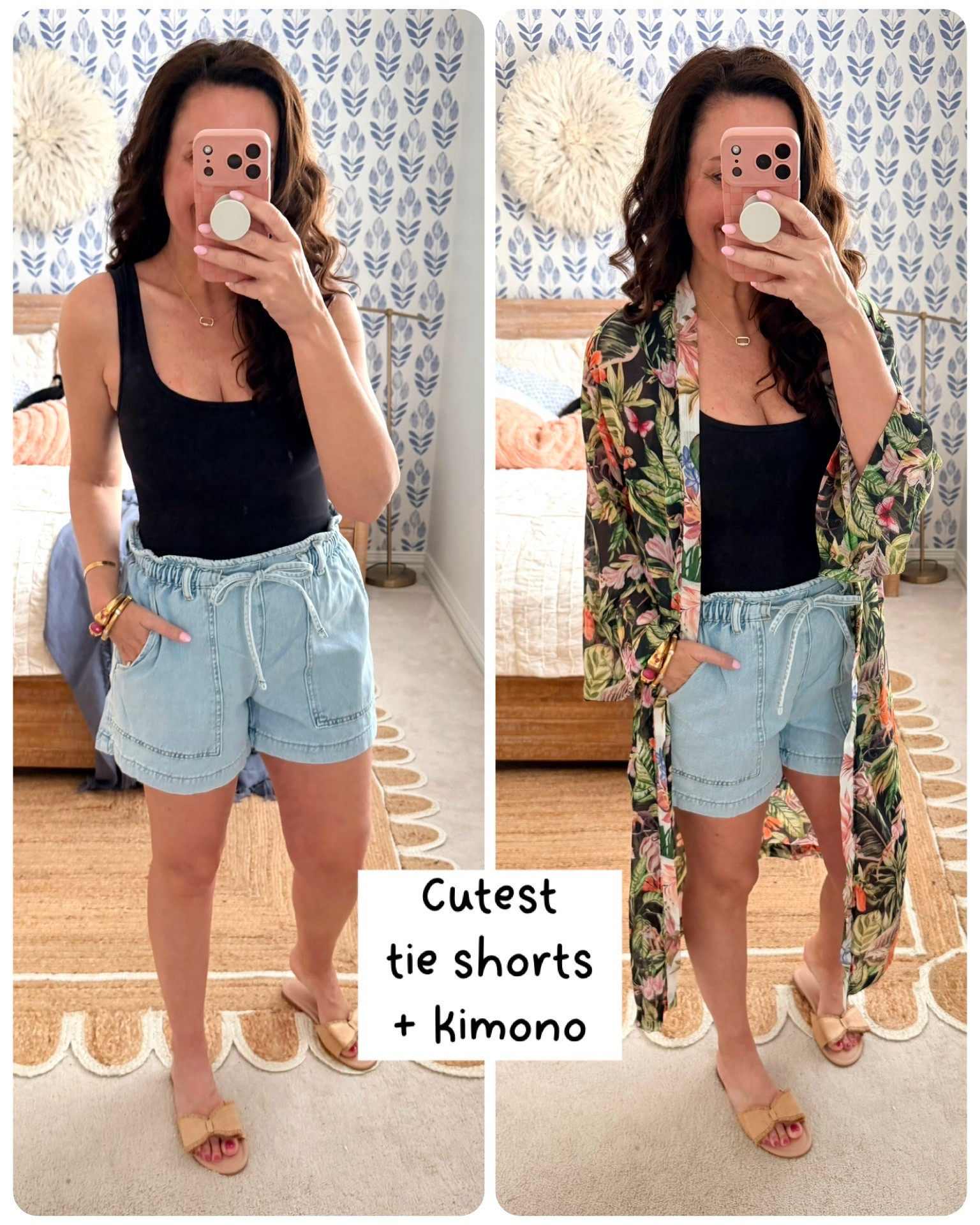 Medium tank bodysuit
Xs/s kimono
4 inch inseam of these tie shorts! XS-XXXL. I'm wearing a medium. 4 color ways
. 


#LTKSeasonal #LTKOver40 #LTKootd
