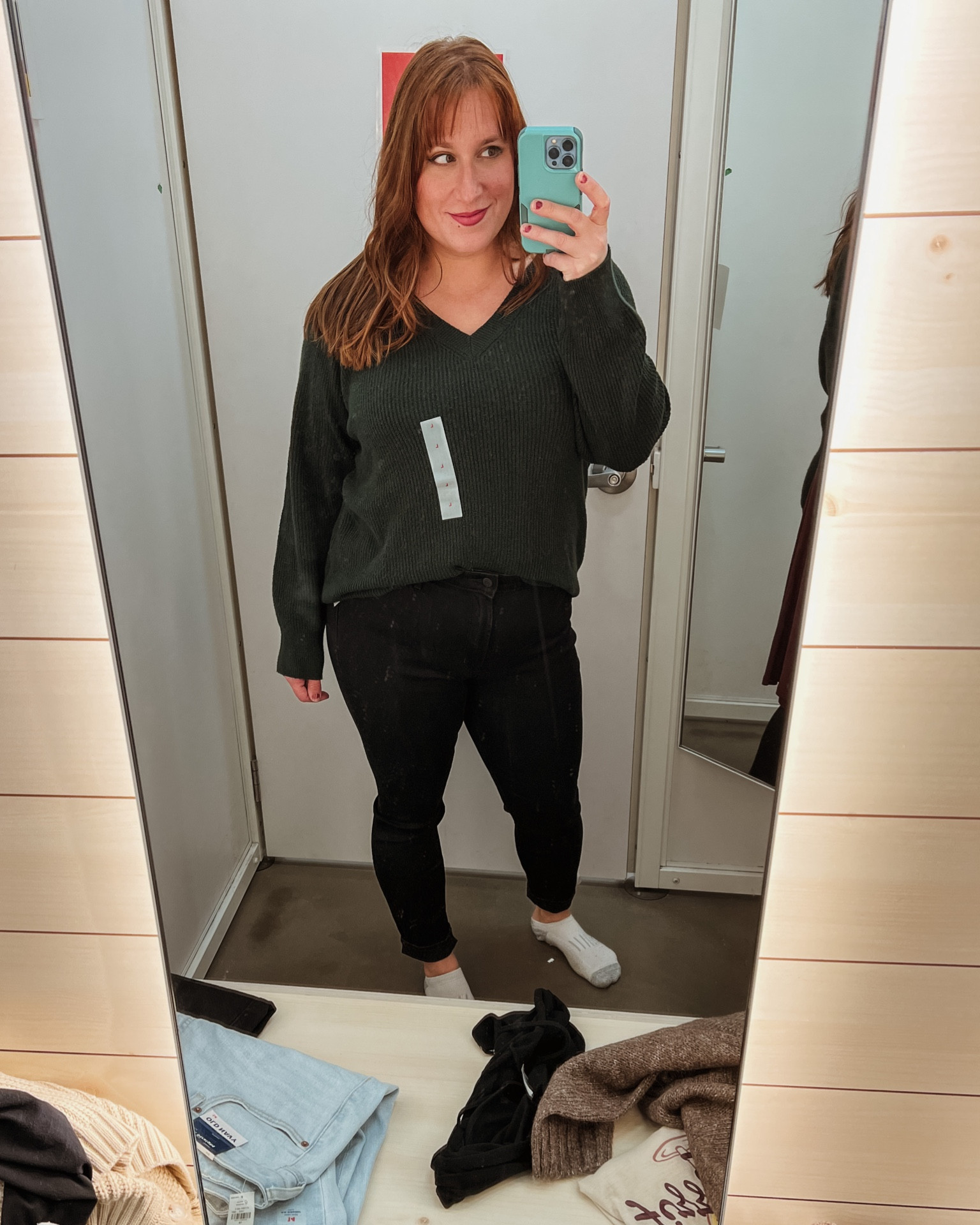Love this slight v neck sweater from old Navy, bought in red too! 

Pair with a pair of jeans (black or denim) and a pair of booties for an easy, put together outfit this winter! 

#LTKcurves #LTKSeasonal #LTKHoliday