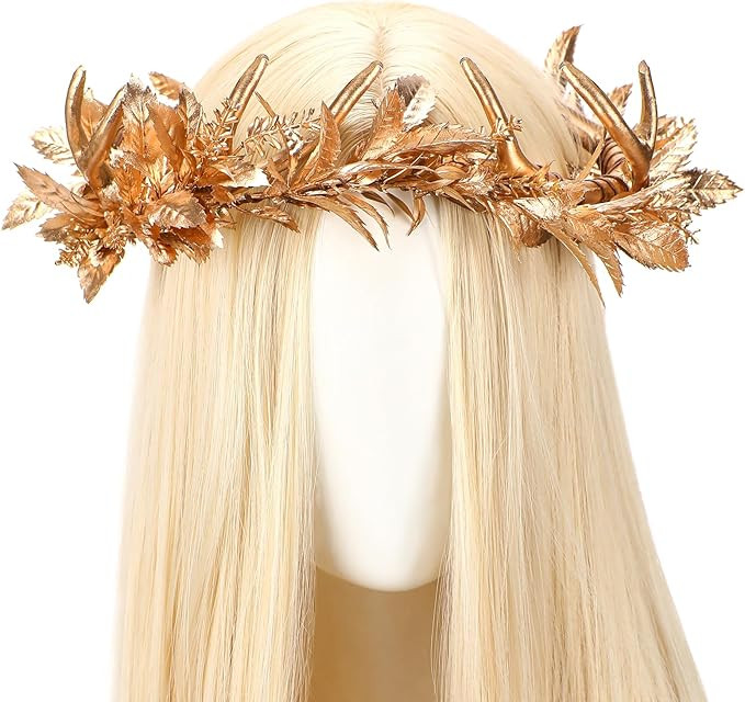 MOSTORY Antler Crown for Women - Fairy Flower Crown Antler Elf Headpiece for Halloween Renaissanc... | Amazon (US)