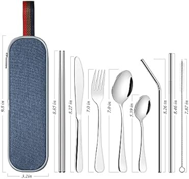 EvaCrocK Travel Utensil set with case | 9-Piece Reusable Utensils, Stainless Steel Portable Silverwa | Amazon (US)