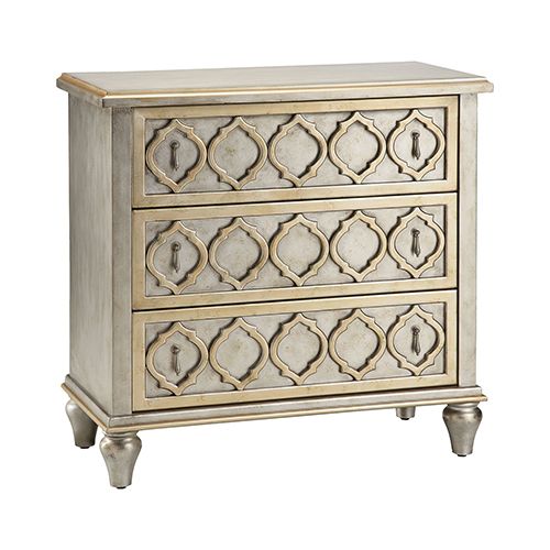 Naomi Hand-Painted Champagne and Silver Chest | Bellacor