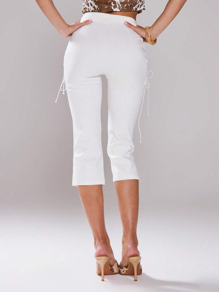 MUSERA Side Laced Up Capri Pants 90'S Summer Holiday Ibiza Party Spring Summer Valentines Day Pants Casual | SHEIN