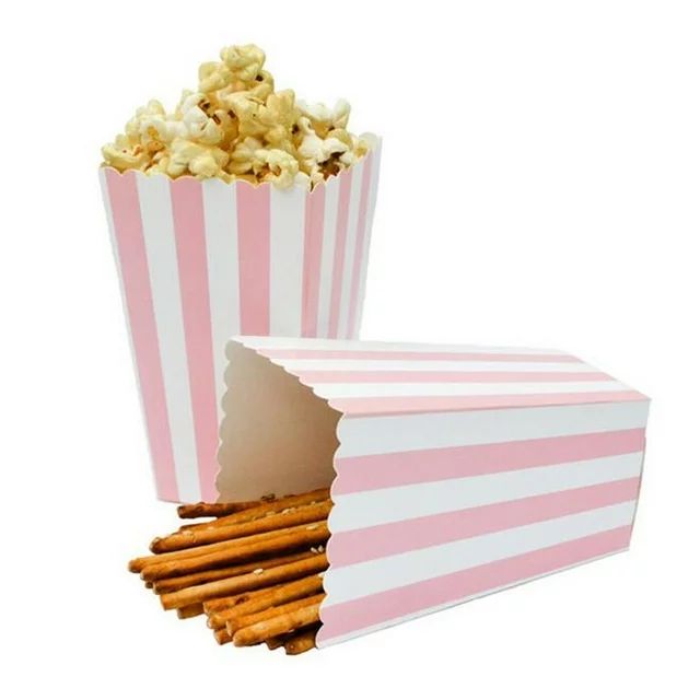 24pcs Striped Paper Popcorn Boxes - Party Favor Supplies (Pink) | Walmart (US)