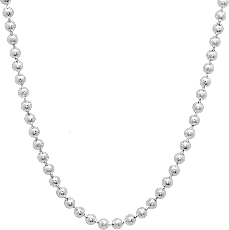 Verona Jewelers 925 Sterling Silver Italian 1.5MM, 2MM,3MM,4MM,5MM Silver Bead Ball Chain Necklac... | Amazon (US)
