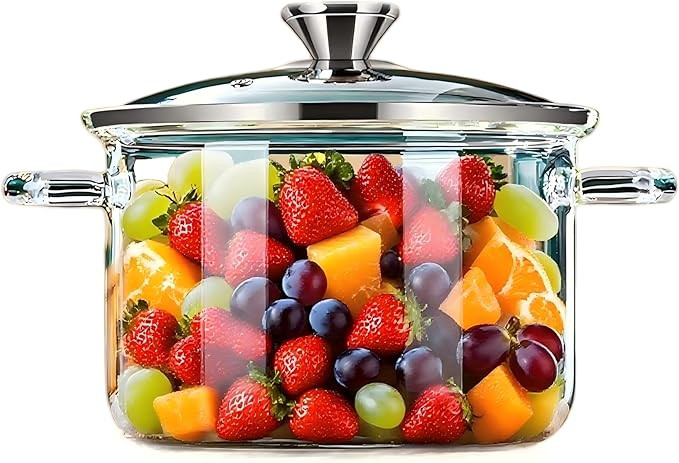 3.5L Glass Simmer Pot for Cooking on Stovetop | Clear Borosilicate Saucepan With Lid | Glass Pots... | Amazon (US)