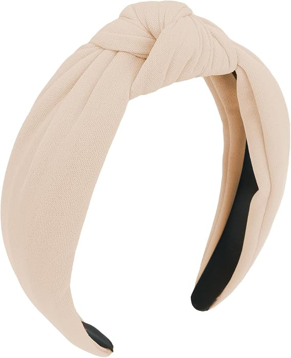 CURASA Headbands For Women Girls Non Slip Knotted Headband Wide Fashion Hairband Beige Top Knot D... | Amazon (US)