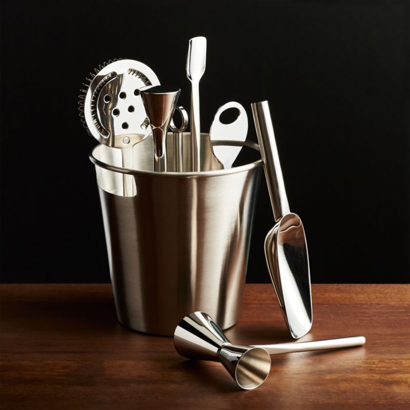 Bar Tool Set Silver + Reviews | Crate and Barrel | Crate & Barrel