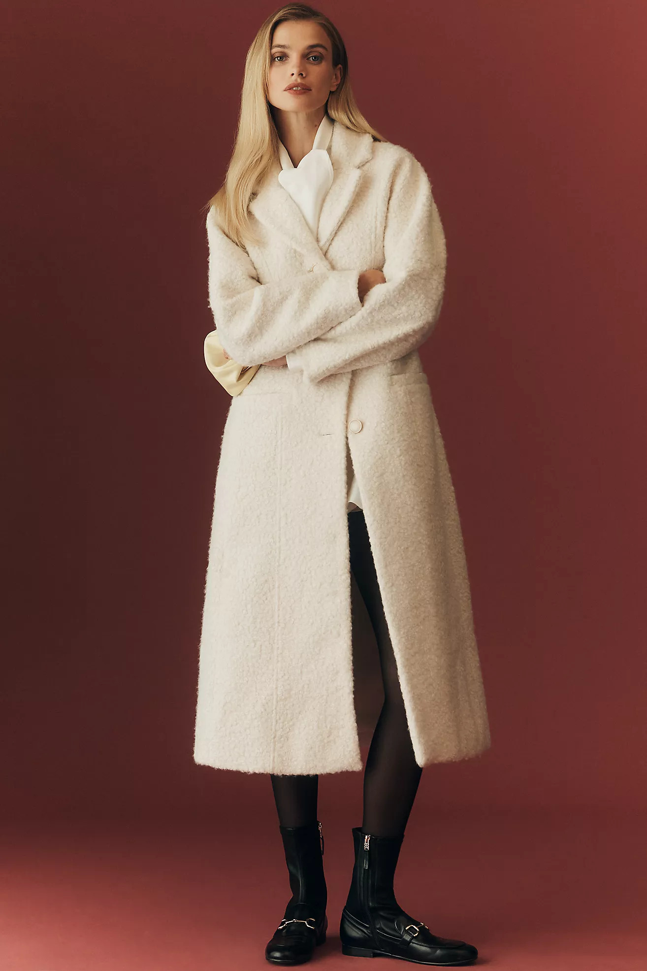 Maeve Tailored Bouclé Long Coat | Anthropologie (US)