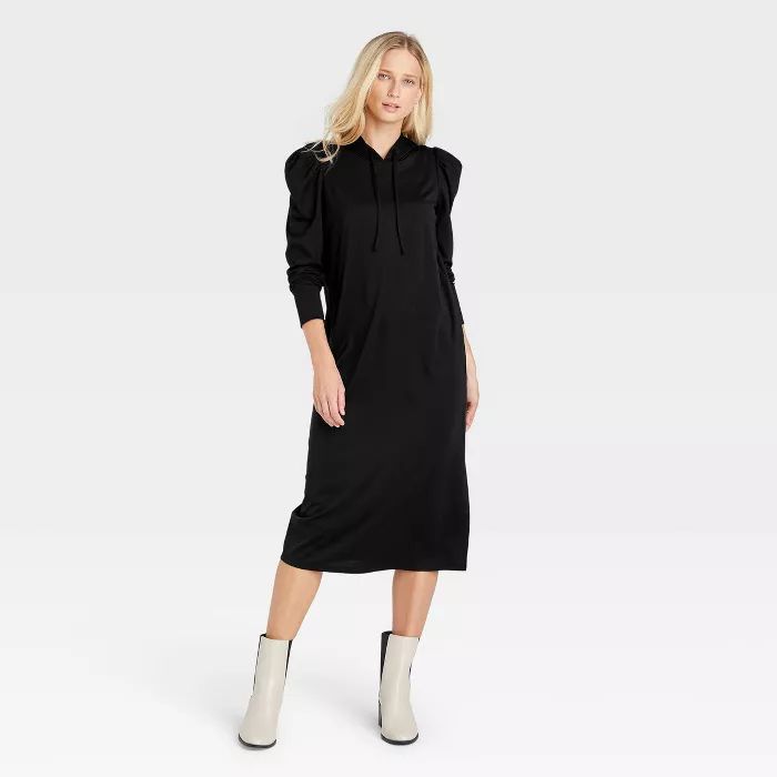 Women's Puff Long Sleeve Sweater Dress - Who What Wear™ Black | Target