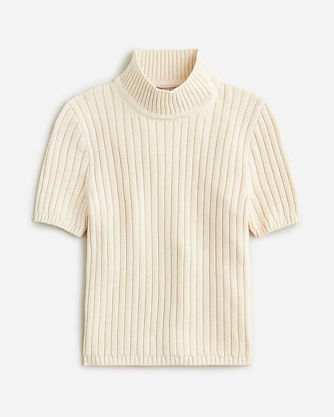 Cotton-blend short-sleeve turtleneck sweater | J.Crew US