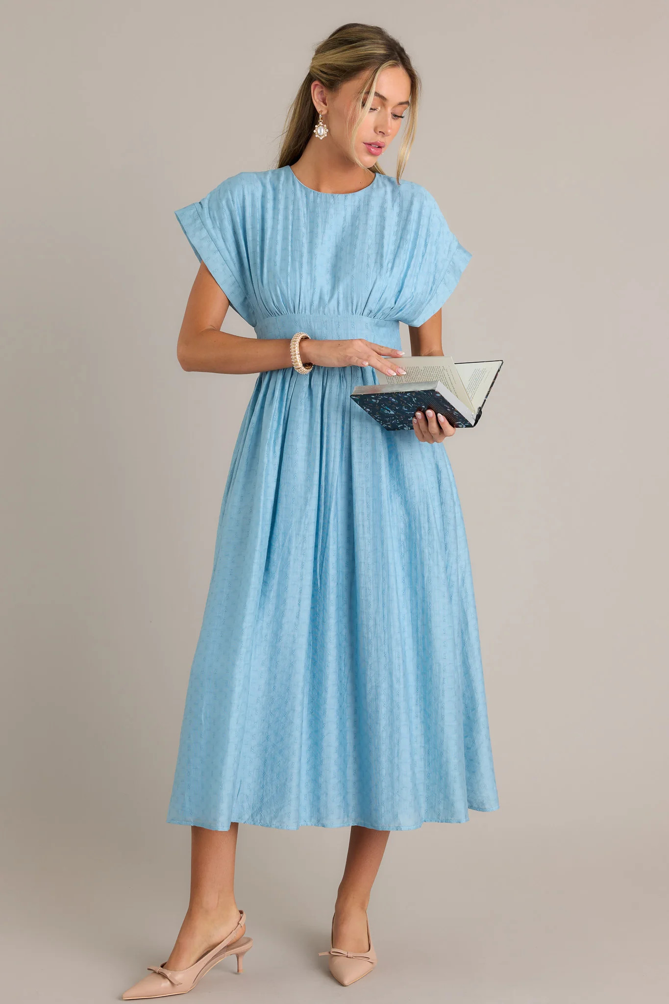 The Best Option Light Blue Jacquard Midi Dress | Red Dress