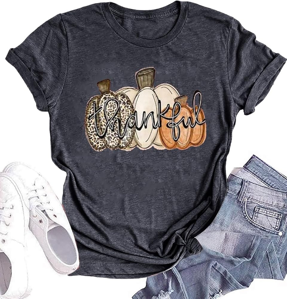 Fall Shirts for Women Halloween Pumpkin Graphic Tees Thanksgiving Family Turkey Tops Cute Autumn ... | Amazon (US)
