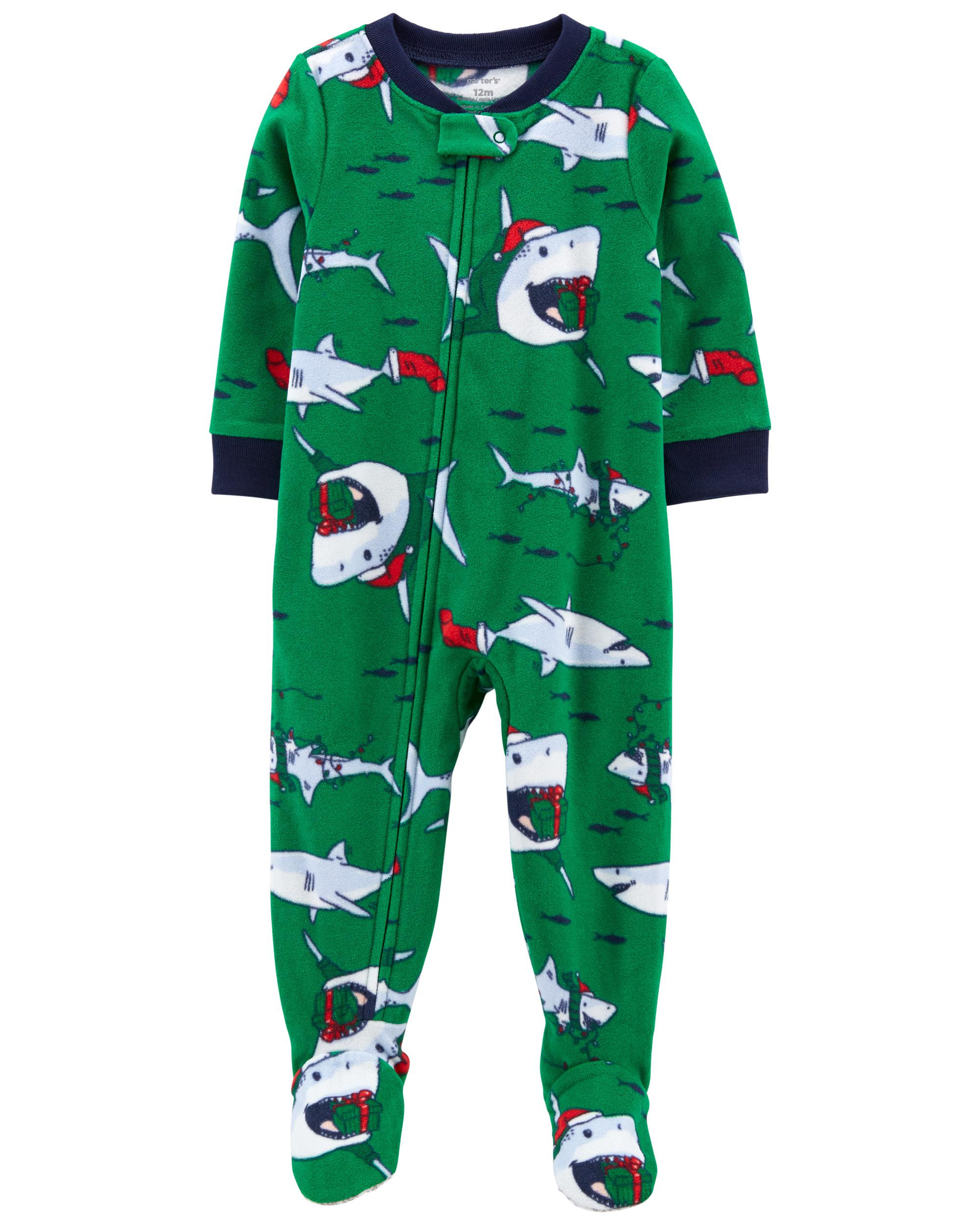 1-Piece Santa Shark Fleece Footie PJs | Carter's