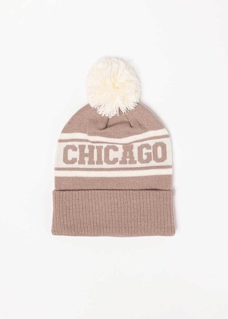 Adult Mad Hatter Chicago Pom Beanie - Neutral | Alice & Wonder