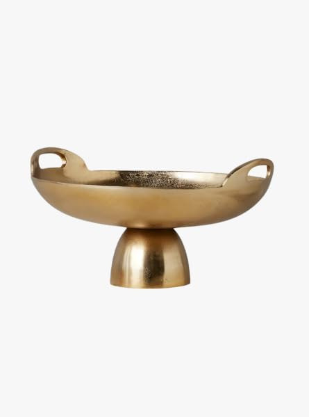Gold Metal Pedestal Bowl, Large | Amazon (US)