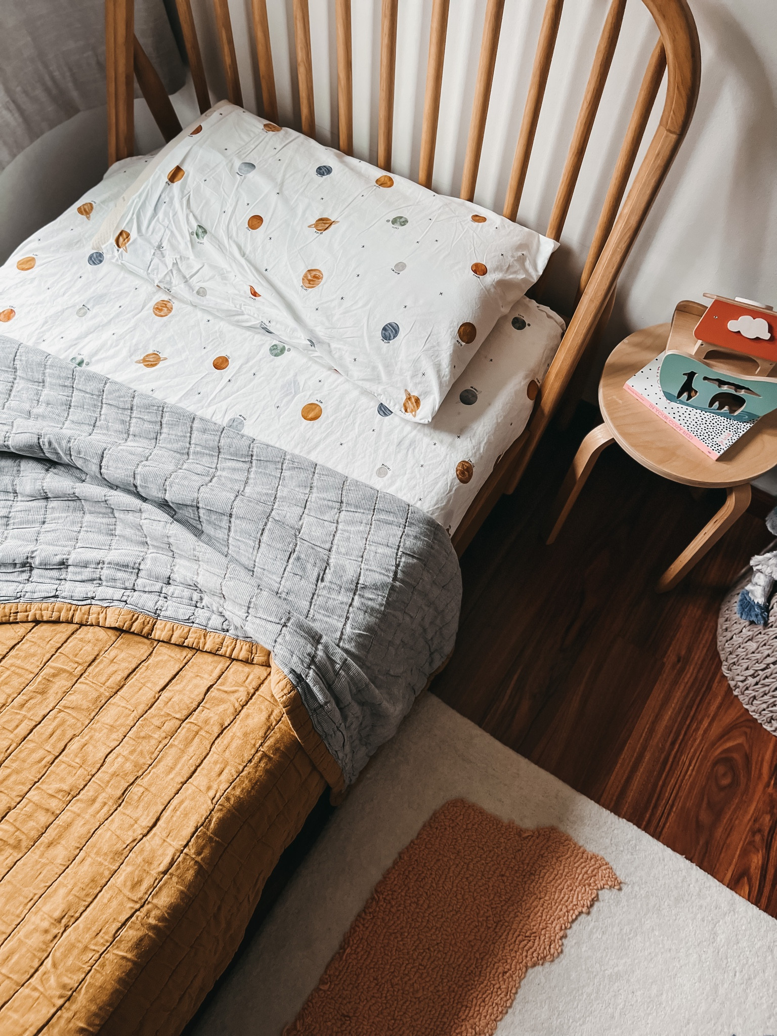 Kids bed and bedding. The sweetest outer space sheets. 🪐Pillow is from naturepedic. 



#LTKfamily #LTKFind #LTKkids