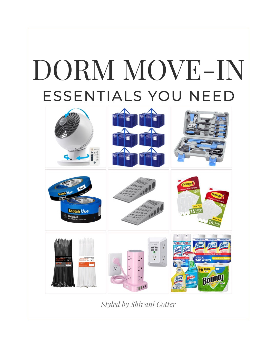 Dorm Move In Essentials You Will Be So Glad You Packed
From extra roomy moving bags and painters tape to command strips, a fan, tool kit, door stoppers, power strip, and cleaning supplies, these move in essentials made everything easier, faster, and way less stressful.
college move in checklist | dorm move-in day | dorm must-haves

#LTKHome