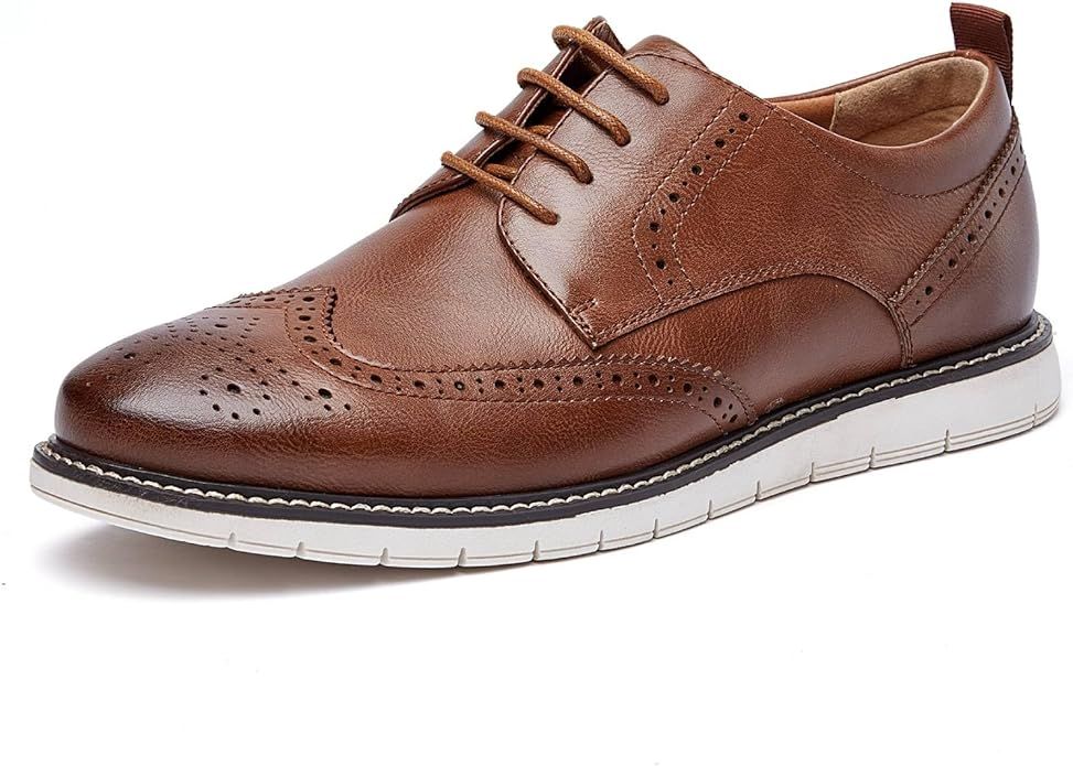 Men's Casual Oxfords Wingtip Business Formal Dress Shoes | Amazon (US)