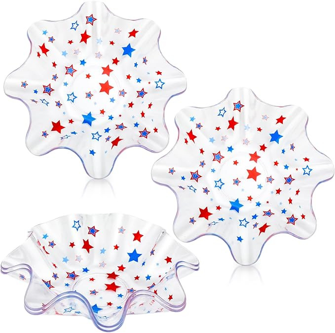 Tioncy 4 Pcs Patriotic Bowls Red White and Blue Serving Bowls 4th of July Plastic Candy Dish 8.3 ... | Amazon (US)
