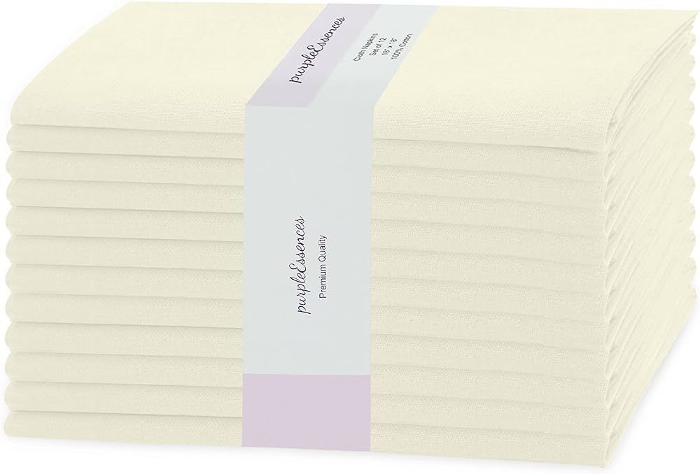 Set of 12 Cloth Dinner Napkins 100% Cotton 18x18 - Soft Durable Washable - Ideal for Farmhouse Pa... | Amazon (US)