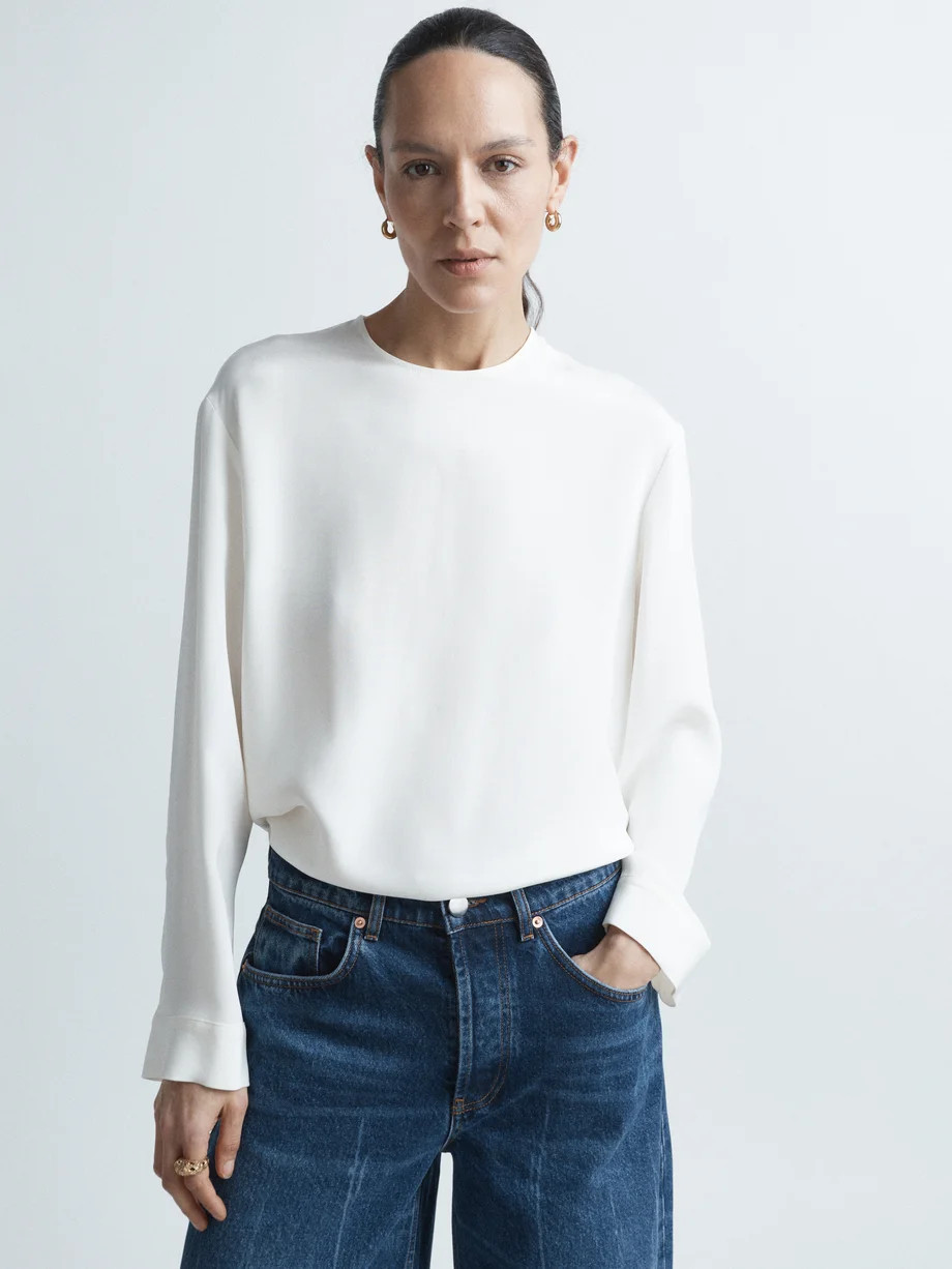 Dropped-shoulder silk top | Raey | Matches (UK)