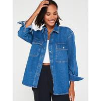 Denim Longline Overshirt | Very (UK)